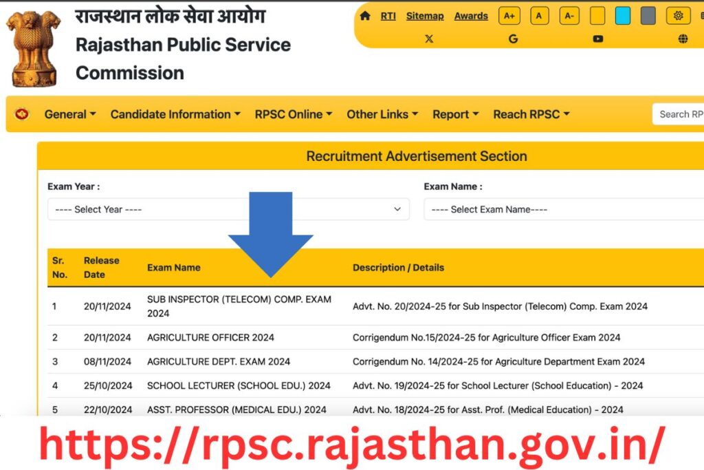 RPSC SI Telecom Recruitment