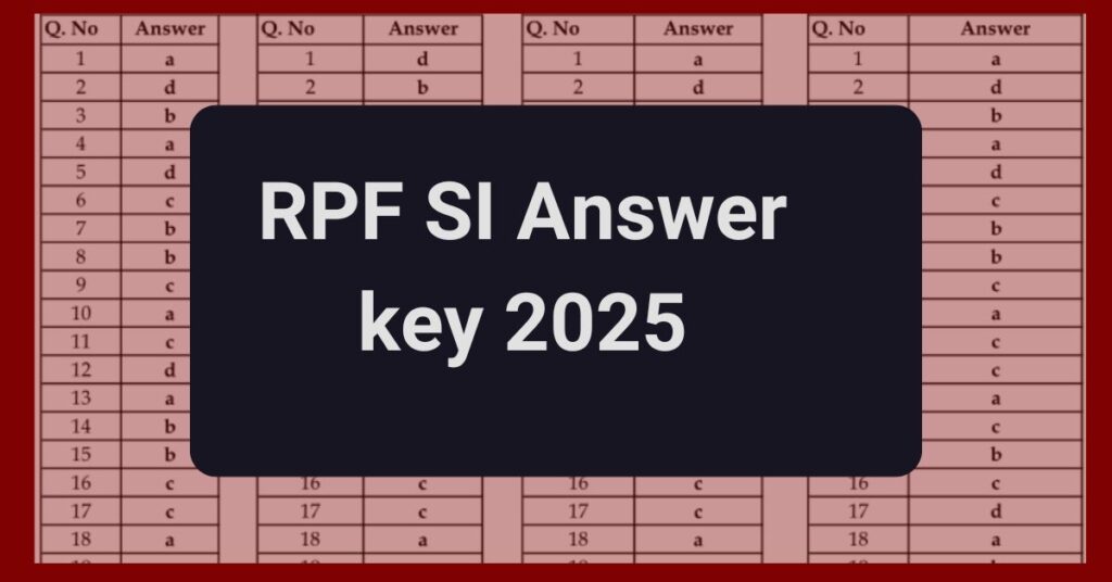 RPF SI Answer key 2025