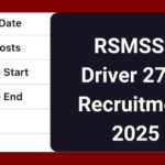 RSMSSB Driver 2756 Recruitment 2025, Eligibility, Application Fee & Selection Process