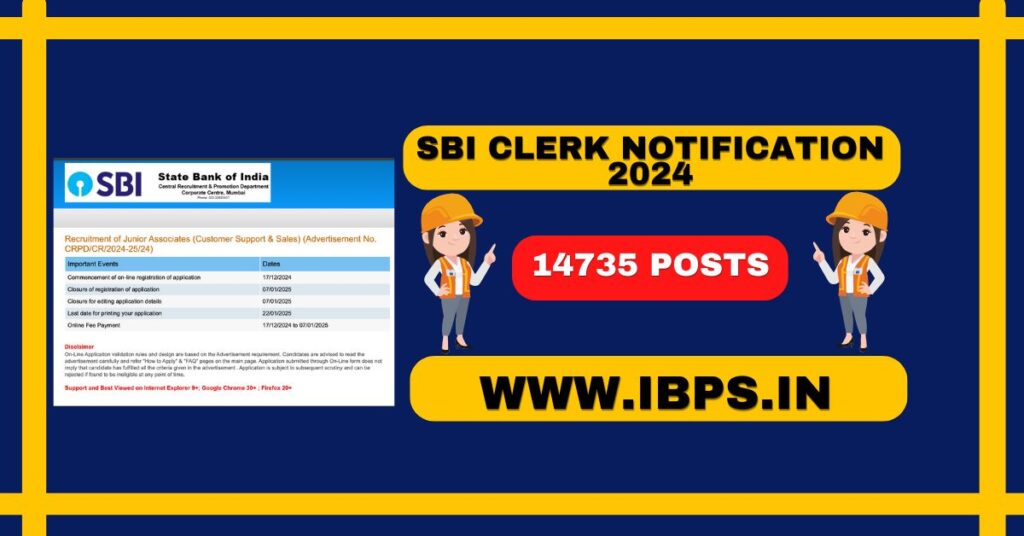 SBI Clerk 14735 Posts Notification