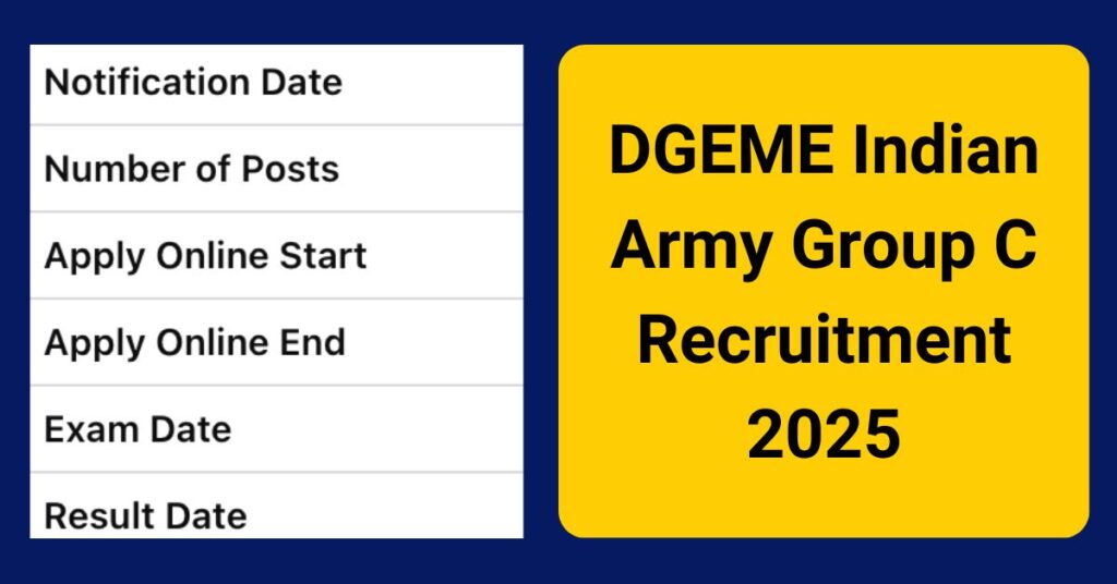 DGEME Indian Army Group C Recruitment 2025