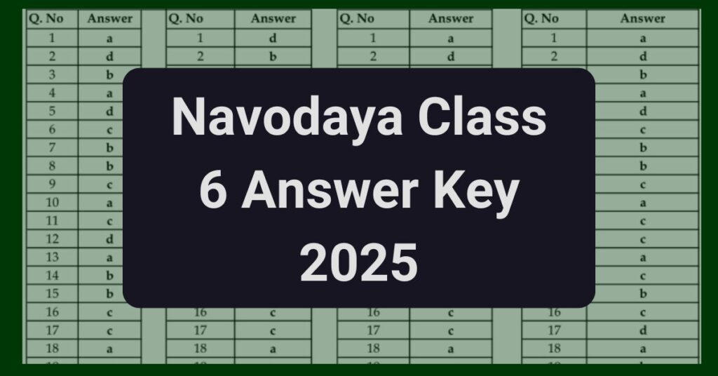 Navodaya Class 6 Answer Key 2025