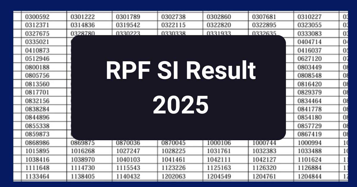 RPF SI Result 2025, Check CategoryWise Expected Cut Off Marks