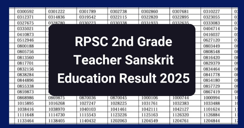 RPSC 2nd Grade Teacher Sanskrit Education Result 2025