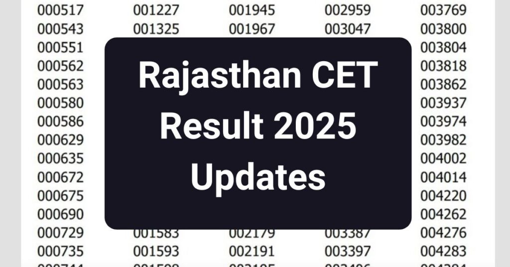 Rajasthan CET Result 2025 Updates