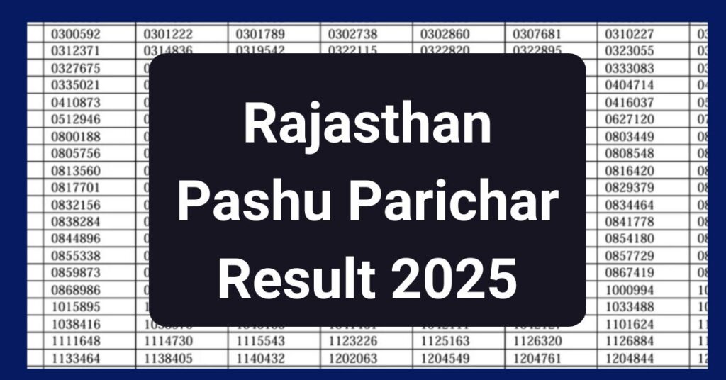 Rajasthan Pashu Parichar Result 2025