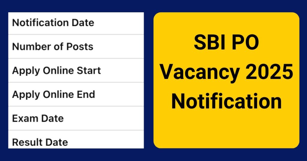 SBI PO Vacancy 2025 Notification