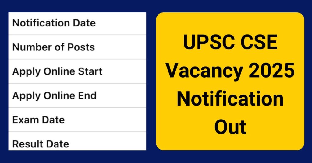 UPSC CSE Vacancy 2025 Notification Out