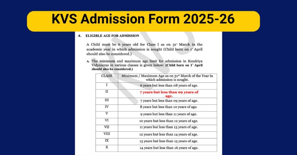 KVS Admission Form 2025-26