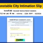 RPF Constable City Intimation Slip 2025 Out at rrbcdg.gov.in, Check Your Exam City