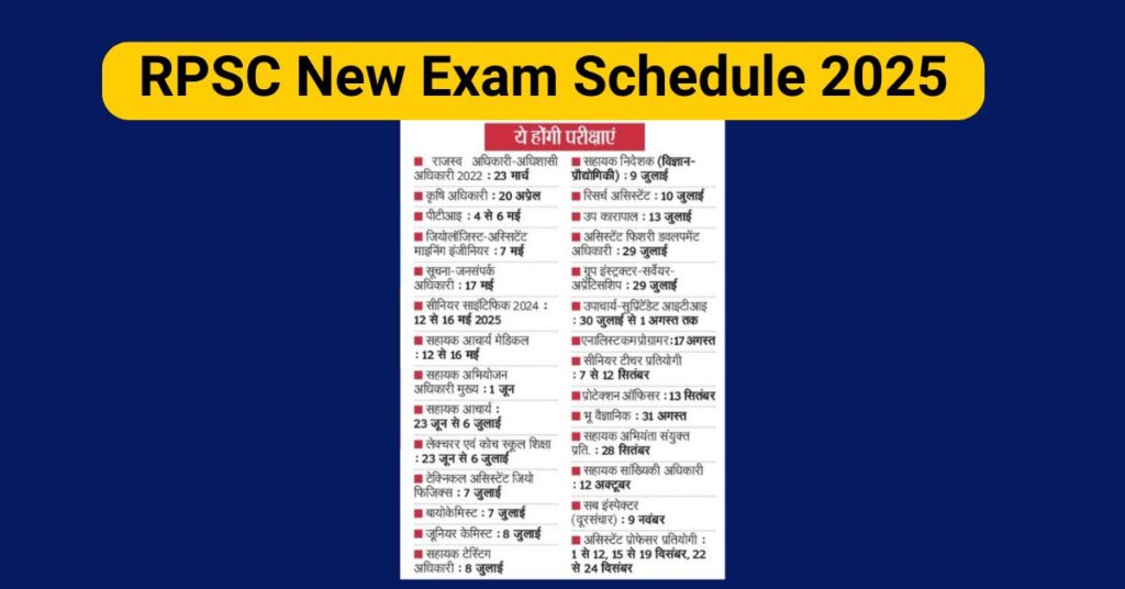 RPSC New Exam Schedule 2025