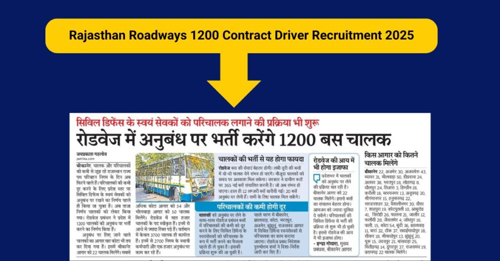 RSRTC Contract Driver Vacancy 2025