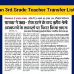 Rajasthan 3rd Grade Teacher Transfer List 2025, Check Transfer Orders Details