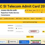 RPSC SI Telecom Admit Card 2025, Check Direct Link-rpsc.rajasthan.gov.in