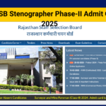 RSMSSB Stenographer Phase-II Admit Card 2025 Date, Hall Ticket Link-rssb.rajasthan.gov.in