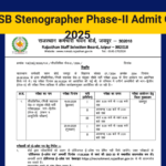 RSMSSB Stenographer Phase-II Admit Card 2025 Out, Hall Ticket Link-rssb.rajasthan.gov.in