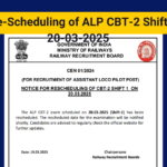 RRB Re-Scheduling of ALP CBT-2  Shift-1 of 20 March 2025-rrbcdg.gov.in